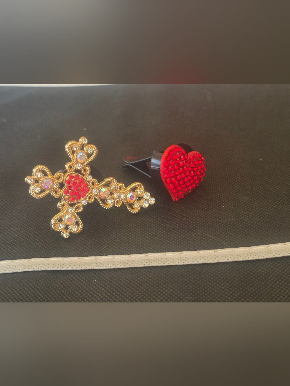 Red Crystal Heart Car Vint Clip - Women Accessories